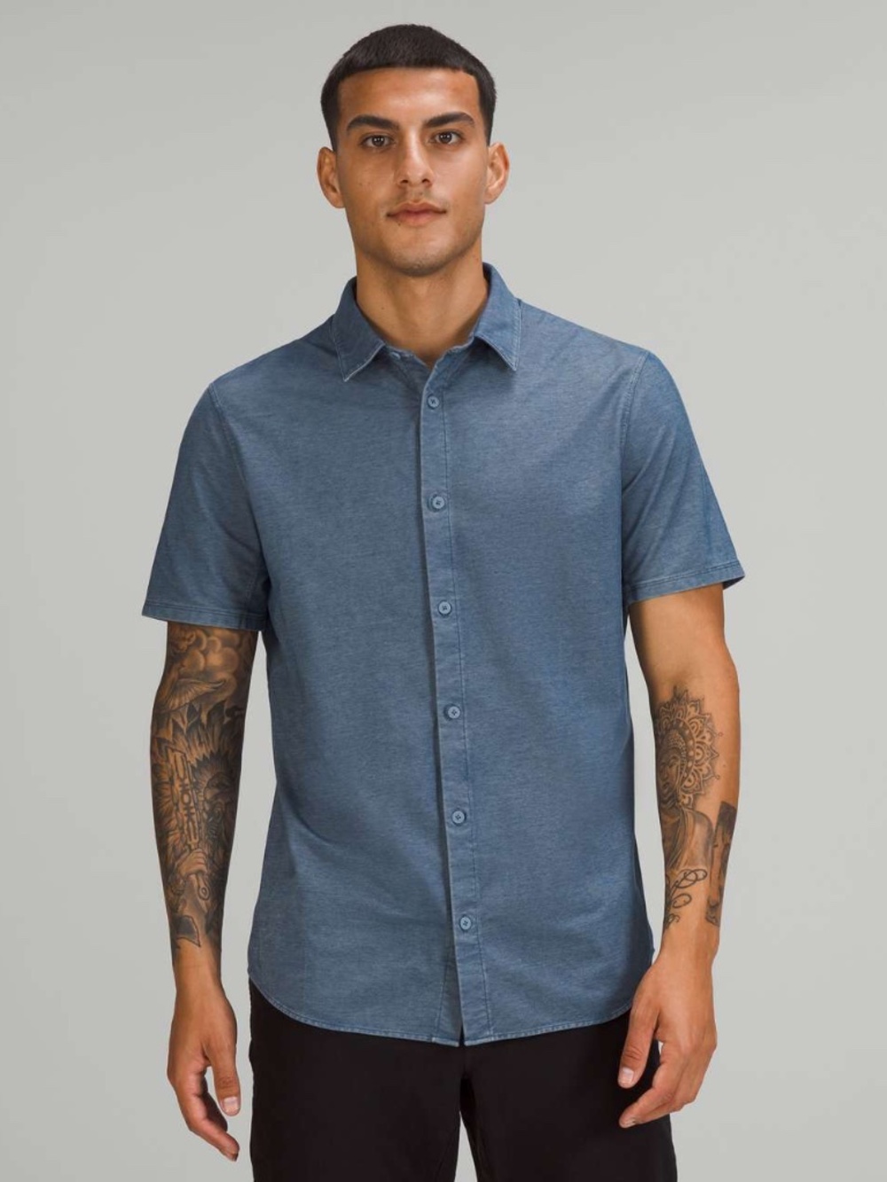 LULULEMON Commission Short Sleeve Button-Up Shirt Navy Men’s Large